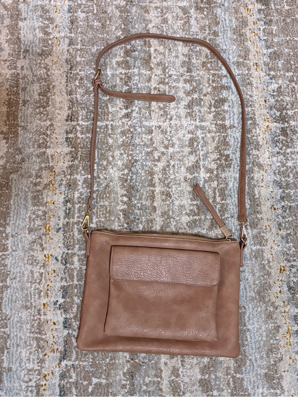 Shiraleah Taupe Faux Leather Crossbody Bag